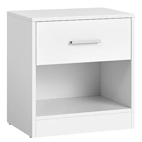 Produktbild: VASAGLE Nachttisch, Beistelltisch, mit Schublade, Griff, offenes Fach, Couchtisch, für Schlafzimmer, Wohnzimmer, klassikweiß LET619T14