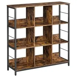 Produktbild: VASAGLE Regal mit 3 Ebenen, Bücherregal, Standregal mit 9 Fächern, für Wohnzimmer, Schlafzimmer, Arbeitszimmer, Küche, 30 x 100 x 103,1 cm, vintagebraun-tintenschwarz LLS112B01