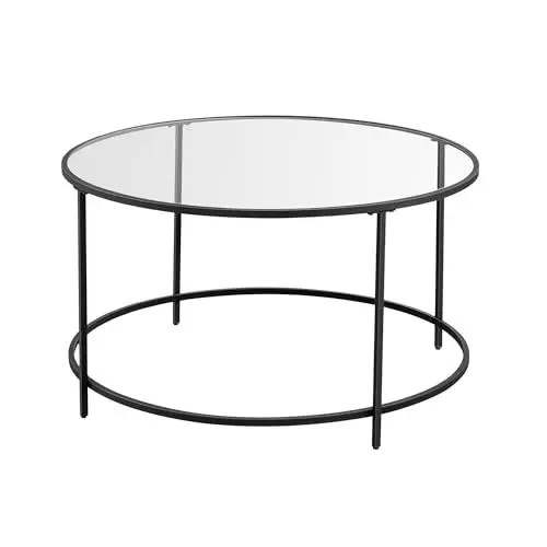 Produktbild: VASAGLE Runder Couchtisch, Wohnzimmertisch mit Stahlgestell, Salontisch, Beistelltisch, schwarz LGT021B01