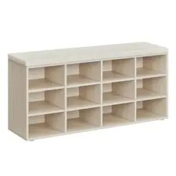 Produktbild: VASAGLE Schuhbank, Schuhregal mit Sitzfläche, Sitzbank mit Stauraum, Kissen, 12 Fächer, verstellbare Ablagen, für Wohnzimmer, Flur, 30,3 x 104 x 48 cm, naturbeige LHS012K04