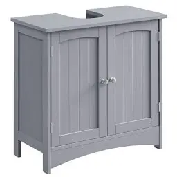 Produktbild: VASAGLE Waschbeckenunterschrank, Unterschrank, Waschtischunterschrank, Badezimmerschrank mit 2 Türen, verstellbare Ablage, viel Stauraum, Landhausstil, 30 x 60 x 60 cm, mystisches Grau BBC001P36