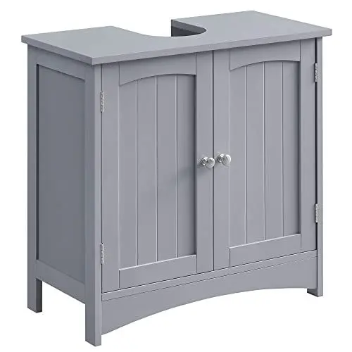 Produktbild: VASAGLE Waschbeckenunterschrank, Unterschrank, Waschtischunterschrank, Badezimmerschrank mit 2 Türen, verstellbare Ablage, viel Stauraum, Landhausstil, 30 x 60 x 60 cm, mystisches Grau BBC001P36