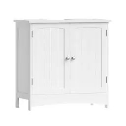 Produktbild: VASAGLE Waschbeckenunterschrank, Unterschrank, Waschtischunterschrank, Badezimmerschrank mit 2 Türen, verstellbare Ablage, viel Stauraum, freistehend, Landhausstil, 60 x 30 x 60 cm, Weiß BBC01WT