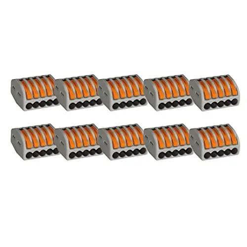Produktbild: Vasalat WAGO 222 Klemme 5adrig bis 4mm² Set Verbindungsklemmen, grau/orange