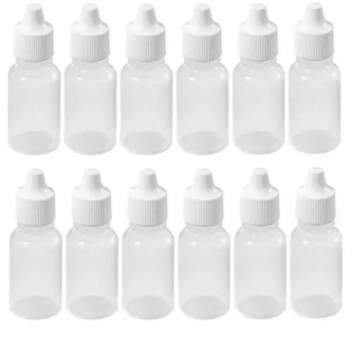 Produktbild: VASANA 12 Stück 30 ml leere nachfüllbare Ldpe Kunststoff-Flaschen für Augentropfen, tragbar, mit Schraubkappen und Stopfen für kosmetische ätherische Öle und Labortropfen