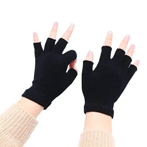 Produktbild: VASANA 1 Paar Unisex Halbfinger Handschuhe Warme Winter Fingerlose Handschuhe Dicke Dehnbare Halbfinger Fingerlose Handschuhe