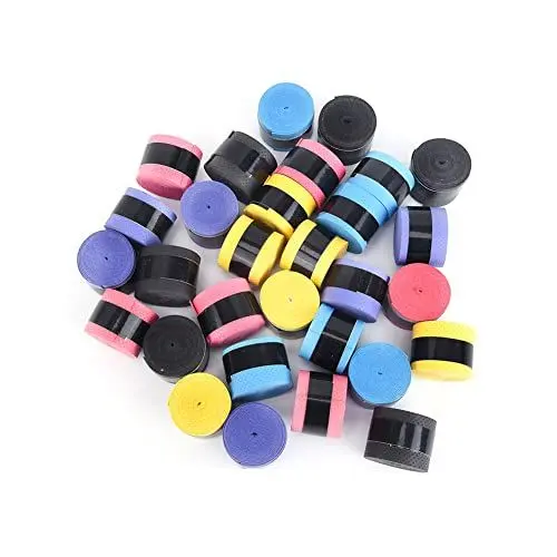 Produktbild: VASANA 30 Stück Schläger-Griffbänder für Badminton, Tennis, Übergriffschutz, rutschfest, für Angelrute, absorbiert Schweiß, zufällige Farbe, 109,2 cm Länge