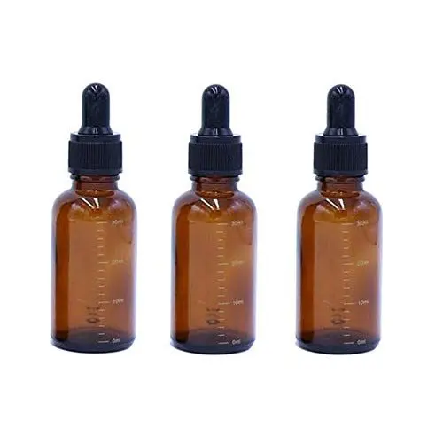 Produktbild: VASANA 3 leere nachfüllbare bernsteinfarbene Glasflaschen für ätherische Öle mit schwarzem Tropfverschluss für Kosmetik, Elite Flüssigkeitsbehälter., bernsteinfarben (Orange) - YPK05976AMBER