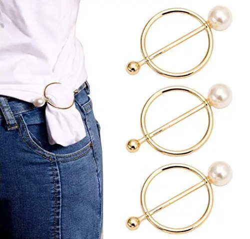Produktbild: VASANA Goldene Zinklegierung, Perlen, runde Schal-Clips, Schalring, Schnalle, Seidenschal-Verschluss, für Damen und Mädchen, Mode-Dekoration, Zubehör für Kleidung, Halstuch, T-Shirt, Schal, 5 Stück