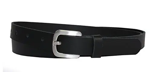 Produktbild: Vascavi Ledergürtel echt Leder Gürtel, Jeansgürtel, Hüftgürtel, Made in Germany, 2 cm breit und ca. 0.25 cm stark (90 cm Gesamtlänge 100 cm, Schwarz)