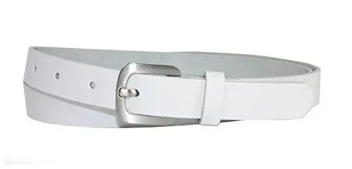 Produktbild: Vascavi Ledergürtel echt Leder Gürtel, Jeansgürtel, Hüftgürtel, Made in Germany, 2 cm breit und ca. 0.25 cm stark (95 cm Gesamtlänge 105 cm, Weiß)