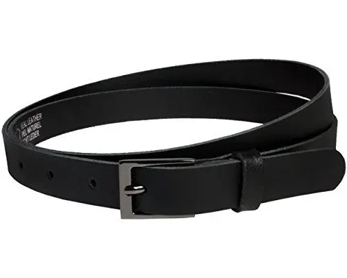 Produktbild: Vascavi Ledergürtel echt Leder, Made in Germany, 2 cm breit und ca. 0.25 cm stark, Gürtel, Hüftgürtel, Jeansgürtel, (90 cm Gesamtlänge 100 cm, Schwarz)