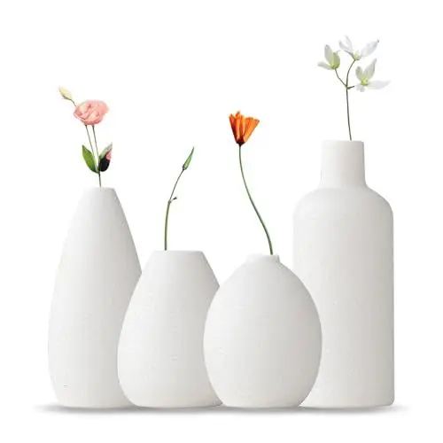 Produktbild: Vase,Keramik Vase,Vase Weiß,Boho Deko Vasen,Vase für Pampasgras, Klein Blumenvasen Set für Moderne Wohnkultur,Blumenvase Modern für Büro Haus Dekoration