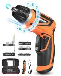 Produktbild: Vastar 4.2V Akkuschrauber Klein, Magnetisch Mini Elektrischer Schraubendreher, Akku Schrauber Set mit 1500mAh Akku, 220RPM/10+1 Drehmoment mit 48 tlg Zubehör, Dual-Position-Griff, LED Licht, Koffer