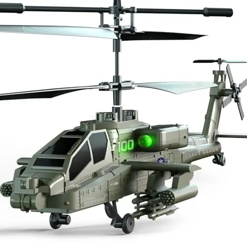 Produktbild: VATOS Ferngesteuerte Helikopter,2.4G RC Hubschrauber mit 2 Akkus & LED-Licht mit EIN-Knopf-Start & Höhenhaltefunktion,Military Serie RC Helikopter Indoor Spielzeug für Kinder oder Anfänger ab 8 Jahre
