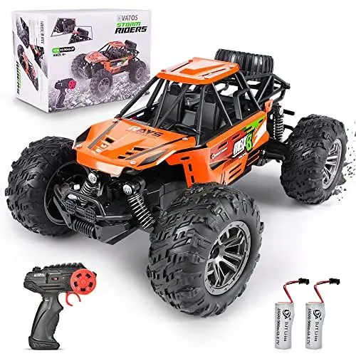 Produktbild: VATOS Ferngesteuertes Auto, 2,4 GHz 1:16 RC Auto Monster Truck Fernbedienung Auto 2WD Offroad RC Fahrzeug 15km/h Geländegängig RTR LKW Spielzeug mit 2 Akku für Kinder Jungen Mädchen ab 4 5 6 7 8 Jahre
