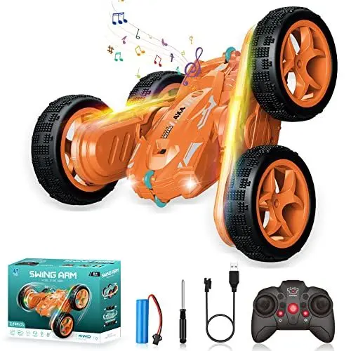 Produktbild: VATOS Ferngesteuertes Auto für Kinder, 2.4GHz RC Stunt Auto 360° Flip mit Licht und Musik, 4WD Drehung Crawler All Terrain High Speed Rennauto, Spielzeugauto Geschenke für Jungen Mädchen ab 6 7 8 9 +