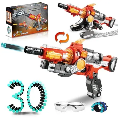 Produktbild: VATOS Foam Blaster Spielzeugpistole für Kinder, 2 in 1 Verformung Flugabwehrkanone und weiche Kugel Spielzeugpistole mit 30Darts, manuelle Foam Blasters Schießen Spielzeug Geschenk für 6-10 Jahre alt