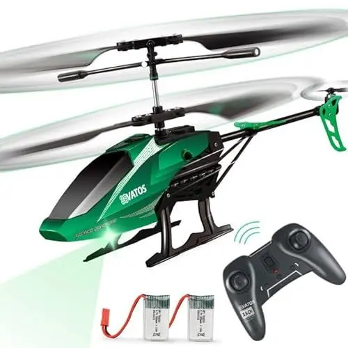 Produktbild: VATOS Hubschrauber Ferngesteuert, RC Helikopter Höhenlage Hobby Flugzeug mit Batterien Kreisel & LED Licht 3,5 Kanal Micro Mini Military Serie Indoor Spielzeug Geschenk für Jungen Erwachsene