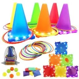 Produktbild: VATOS Light Up Wurfspiele Outdoor Spiele Gartenspiele für Kinder 3 4 5 6 Jahre, Ball & Ring & Bean Bag Toss Spiel Set, Wurfspiel Gartenspielzeug Spiele für Draussen Outdoor Spiele Spielzeug für Kinder