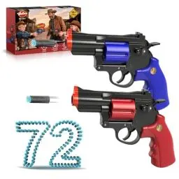 Produktbild: VATOS Spielzeug Revolver Pistole, 2 PCS Revolver Spielzeug Schaumstoff Blaster mit 72 weichen Kugeln, pädagogische Modell Schießen Spiele Geschenke für Jungen und Mädchen, Kinder 10+ Jahre alt