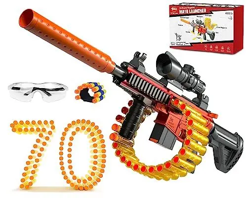 Produktbild: Vatos Spielzeugpistolen Sniper Blaster Gun mit Shell werfen Modus und Chain Mode (24-Dart-Clip), manuelle Schaumstoff-und -Pistolen mit 70 Darts,Geschenk für 6-8-jährige Kinder Jungen Mädchen