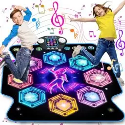 Produktbild: VATOS Tanzmatte Mädchen Kinder Spielzeug Tanzmatte mit 8 LED Leuchten für Kinder Geschenk ab 3 4 5 6 7 8 9 10 11 12 Jahre Outdoor Montessori Geburtstag Geschenke Musikmatte Spielzeug
