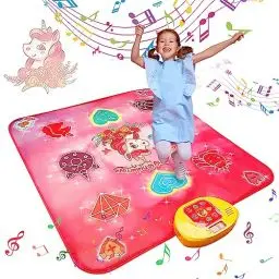 Produktbild: VATOS Tanzmatten Kinder Geschenke für Mädchen Jungen - Musikmatte mit 5 Spielmodi 3 Herausforderungsstufen | LED-Lichter Weihnachten Geburtstags Spielzeug ab 3 4 5 6 7 8 9+ Jahre Mädchen Junge