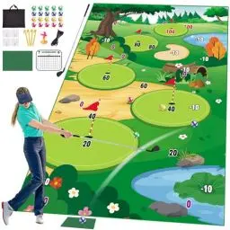 Produktbild: Vatos Golf Schlagmatte Matte mit Club, Indoor Outdoor Spiele für Erwachsene und Familie Kinder Outdoor Spielgeräte Stick Chip Spiel Indoor Golf Set Backyard Spiele Outdoor Spielzeug für Kinder