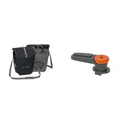 Produktbild: VAUDE Aqua Back Fahrrad Tasche – wasserdichte Gepäckträger Tasche im praktischen 2er Set – Fahrradtasche aus robustem & PVC-freiem Planenmaterial black 48l – QMR Rail Hook 2.0