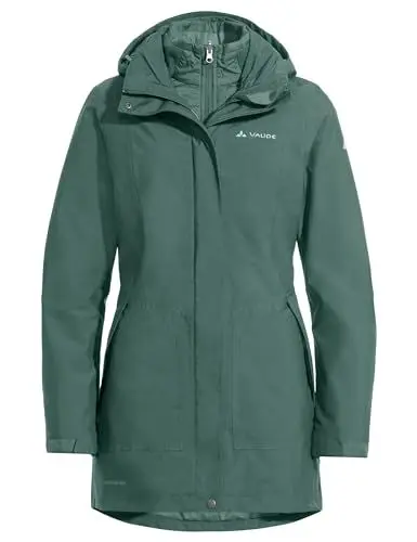 Produktbild: VAUDE Idris III 3-in-1 Parka Damen – Damen-Winterjacke wasserdicht, winddicht & atmungsaktiv mit Eco-Finish, Damen-Doppeljacke mit wärmender Hybrid-Innenjacke – in Grün, Größe: 40