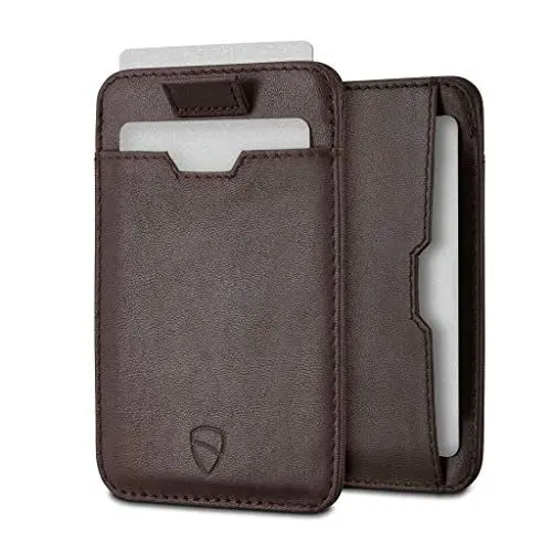 Produktbild: Vaultskin Kartenetui Herren aus Leder - Geldbörse mit RFID Schutz, Kartenschutzhülle für EC Karten & Kreditkarten, RFID Blocker Kartenhülle, Mini Geldbeutel Herren (Braun, Chelsea)