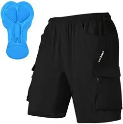 Produktbild: VAYAGER MTB Hose Herren Kurz Radhose, 3D Gepolstert Fahrradhose Mountainbike Fahrrad Shorts für Herren, Schnelltrocknende Outdoor Radlerhose MTB Bike Shorts(Black-L)
