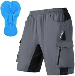 Produktbild: VAYAGER MTB Hose Herren Kurz Radhose, 3D Gepolstert Fahrradhose Mountainbike Fahrrad Shorts für Herren, Schnelltrocknende Outdoor Radlerhose MTB Bike Shorts(Grey-XXL)