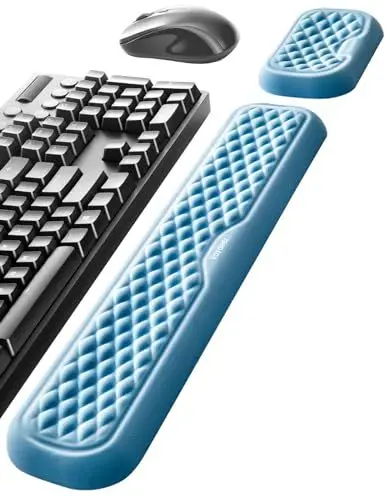 Produktbild: Vaydeer Handgelenkauflage für Tastatur und Maus, Computer, ergonomische Handgelenkstütze, weiches Memory-Schaum-Armkissen für Schreibtisch, Handfläche, Büro, Laptop, Tippen, Himmelblau