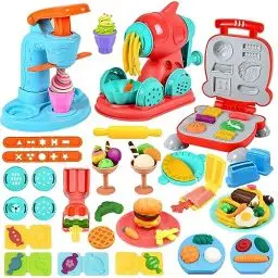 Produktbild: VBACALA Knete Zubehör Kitchen Creations,Knete Eismaschine Nudelmaschine Burgermaschine,Knete Set Knetwerkzeug für Kinder, Spielzeug Geschenk Knete ab 3 Jahre