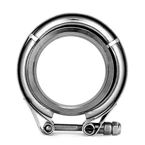 Produktbild: V-Band Klemme, Qiilu Auspuffschellen Kit, 2,5 Zoll Turbo Auspuff Fallrohr Edelstahl V Band Schellen 2er Flansch Kit