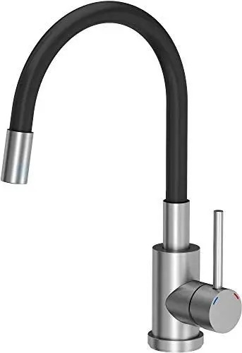 Produktbild: VBChome Spültischarmatur Schwarz Inox Flexibel 360°drehbar Edelstahl Küche Wasserhahn Küchenarmatur Einhebel Spültischbatterie Spüle Mischbatterie Kalt-warm
