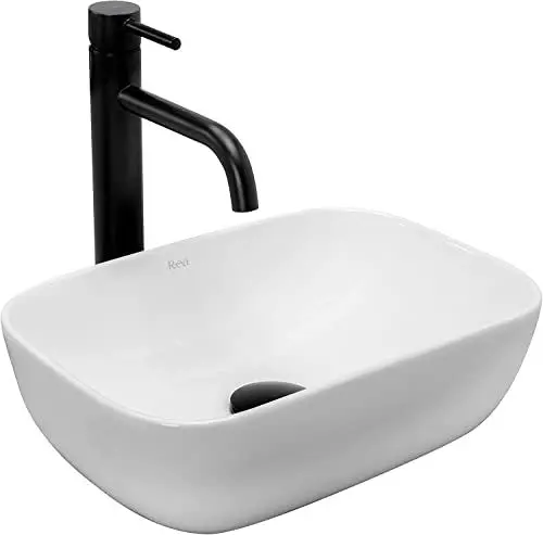 Produktbild: VBChome Waschbecken 37 x 26 cm Keramik Weiß Rechteckig Kleine Mini Waschtisch Handwaschbecken Aufsatzwaschbecken Waschschale Gäste WC