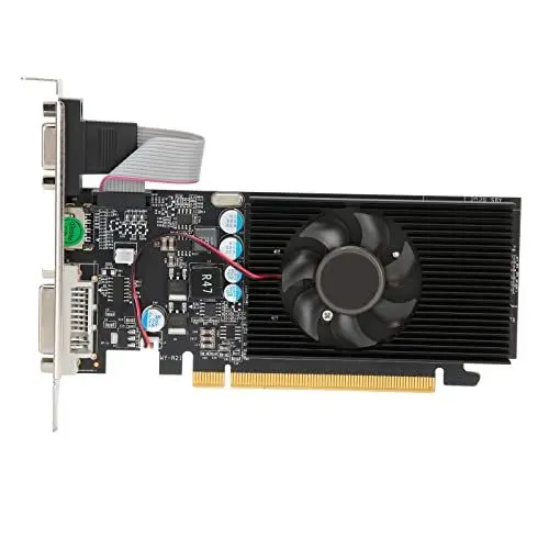 Produktbild: VBESTLIFE GT210 1 GB Einzellüfter-DVI-HDMI-VGA-Gaming-Grafikkarte, 64 Bit, DDR2, 532 MHz, PCI Express 2.0, Geräuscharme Grafikkarte für Desktop-PC