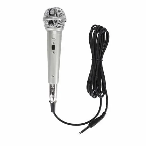 Produktbild: VBESTLIFE Handmikrofon mit 6,35-mm-Klinkenstecker, Dynamisches Gesangsmikrofon mit Nierencharakteristik und An-/Aus-Schalter, für Lautsprecher, Karaoke-Gesangsmaschine, Verstärker, Mixer