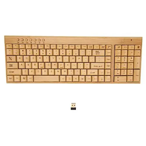 Produktbild: VBESTLIFE Kabellose Tastatur- und Maus-Kombination, Holz 2,4 G Ergonomische Kabellose Computertastatur, Plug-and-Play (Klaviatur)