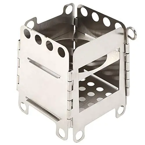Produktbild: VBESTLIFE Tragbarer Campingkocher Feuerstelle, zusammenklappbarer Outdoor-Holzherd-Brenner-Grill-Feuerstelle mit hoher Brenneffizienz, für Camping-Picknick