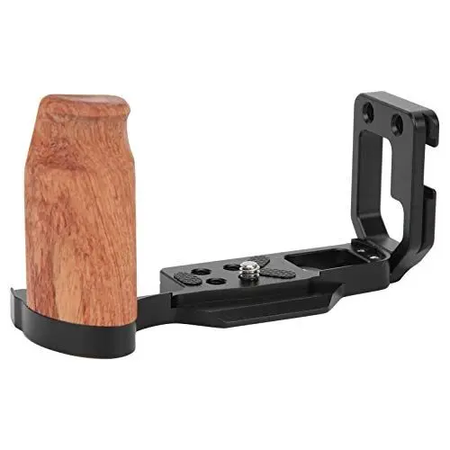 Produktbild: VBESTLIFE Vertikale Schnellwechsel-L-Platte mit Holzgriff für E-M10 IV, mit Heißer und Kalter Schuhschnittstelle, Mehreren 1/4-Zoll-Schraubenlöchern