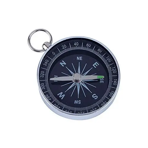 Produktbild: Taschenkompass aus silberfarbenem Aluminium, tragbar, hohe Stabilität für die sportliche Navigation beim Wandern, Camping im Freien