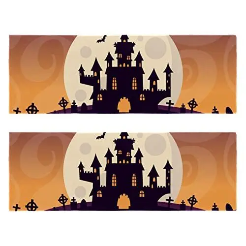 Produktbild: VBFOFBV Handtücher 2er-Pack Handtücher Set, weiche Handtücher für Badezimmer, Fitnessstudio, Dusche, Hotel und Spa, Halloween Karikatur Mond Schloss Nacht