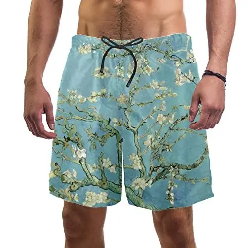 Produktbild: VBFOFBV Herren Kurze Badehose Boardshorts für den Urlaub, Ölgemälde Kunst Mandelbaum