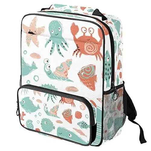 Produktbild: VBFOFBV Reiserucksack, Laptop-Rucksack für Damen Herren, Mode-Rucksack,Cartoon Wal Sailor Haima Pferd Meereslebewesen