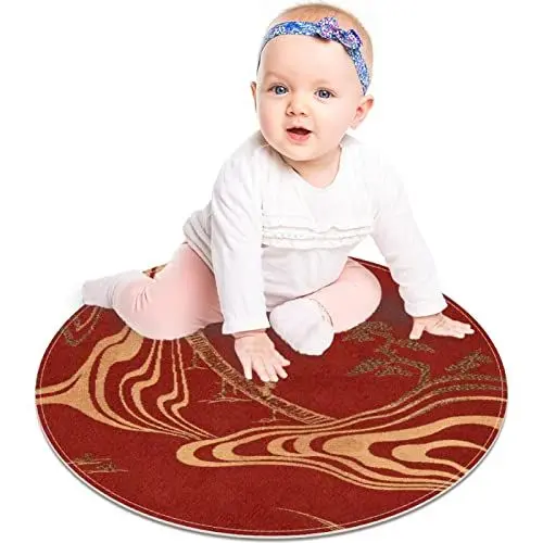 Produktbild: VBFOFBV Teppiche für Schlafzimmer, luxuriöser weicher und Dicker Rutschfester Teppich für Babyzimmer, Kinderzimmer, moderner Dekorteppich,Japanischer roter Zypressen Goldener Marmorweinlese