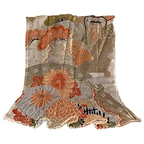 Produktbild: VBFOFBV Überwurfdecke, Bettdecke, Komfort, weich, flauschig, für Jungen und Mädchen,Japanische Chrysantheme Zypresse Kunst Malerei Weinlese